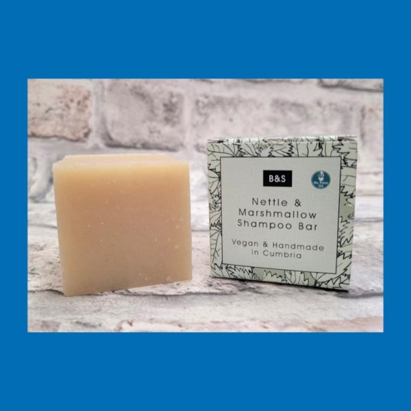 Nettle & Marshmallow Shampoo Bar and Box set side by side