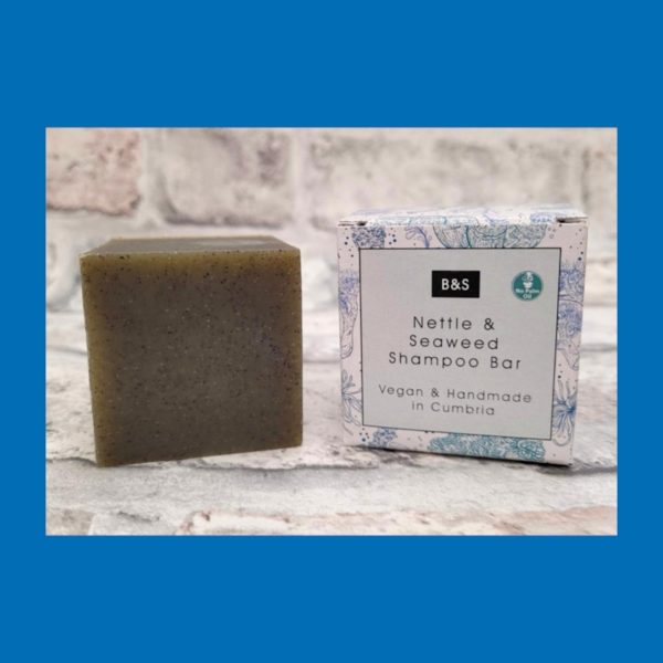 Nettle & Seaweed Shampoo Bar and Box set side by side