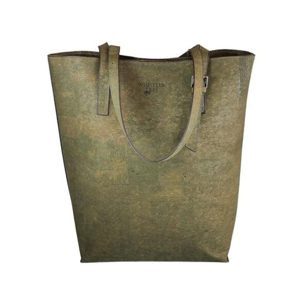 Whistler Tree Amadora Vegan Cork Leather Tote Bag in Khaki