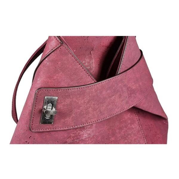 Whistler Tree Raspberry Vegan Cork Leather Silves Folded Backpack Turn Lock Front Fastening