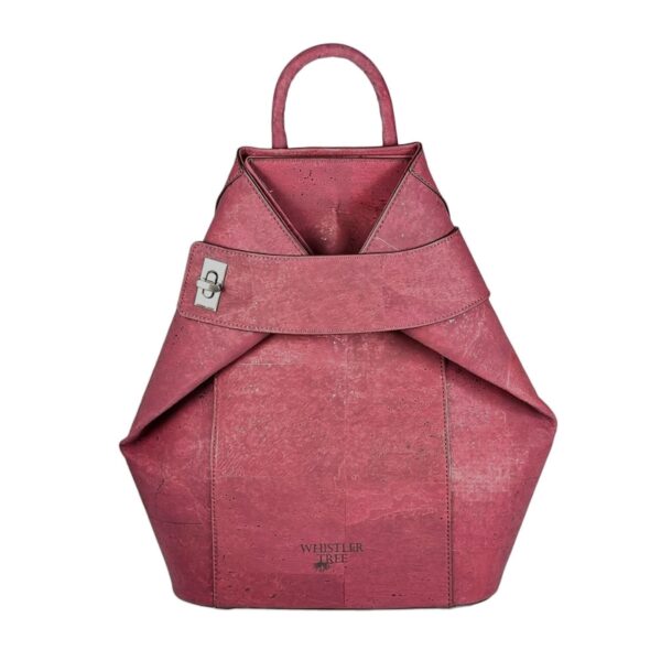 Whistler Tree Silves Folded Backpack in Raspberry Vegan Cork Leather